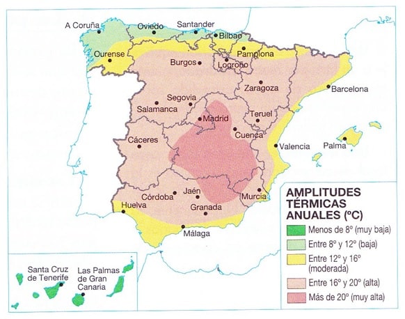 amplitud termica españa